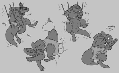 3_toes anthro armor baby_bouncer biped butt_slap clothed clothing dialogue diaper disembodied_hand duo embarrassed feet grey_background headgear helmet humiliation male mask onomatopoeia open_mouth simple_background slap solo solo_focus sound_effects spanking tail text toes wearing_diaper crackajackin disney lilo_and_stitch united_galactic_federation_trooper alien reptile scalie 2015 digital_media_(artwork) english_text greyscale monochrome multiple_images