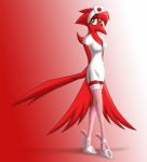 anthro beak bedroom_eyes biped breasts cleavage clothed clothing eyebrows eyelashes feathered_wings feathers feet female footwear half-closed_eyes high_heels narrowed_eyes non-mammal_breasts nurse pose red_body red_feathers seductive shoes simple_background solo talons toes wings whitephoenix52 feather_6 true_fire avian bird