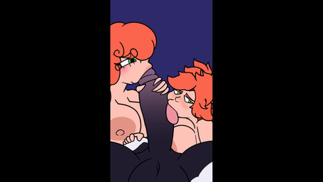 areola big_breasts big_penis breasts collaborative collaborative_fellatio collaborative_oral collaborative_sex double_fellatio double_oral erection fellatio female first_person_view genitals group hair humanoid_genitalia humanoid_penis licking male male_pov nipples oral orange_hair penile penis penis_lick sex tongue trio inkyproduction bovid bovine cattle mammal 16:9 2d_animation animated hi_res widescreen