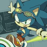 anthro blue_body blue_fur bracelet clothing detailed_background extreme_gear eyewear eyewear_on_head footwear fur gloves green_eyes handwear hoverboard jewelry looking_at_viewer male shoes smile solo sunglasses sunglasses_on_head bukikobuta sega sonic_riders sonic_the_hedgehog_(series) sonic_the_hedgehog eulipotyphlan hedgehog mammal 1:1 2013 aliasing digital_media_(artwork) low_res