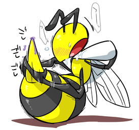ambiguous_gender blush bodily_fluids feet feral foot_fetish foot_play footjob sex simple_background solo stinger sweat text white_background kageyama nintendo pokemon arthropod beedrill generation_1_pokemon hymenopteran insect pokemon_(species) 2015 japanese_text
