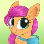 badge bag big_ears eyelashes female feral gradient_background green_background green_eyes hair happy orange_body pink_hair saddle_bag simple_background smile solo tongue tongue_out illusion_(artist) hasbro mlp_g5 my_little_pony sunny_starscout_(mlp) earth_pony equid equine horse mammal pony 1:1 digital_media_(artwork) hi_res portrait