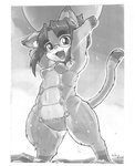 anthro bikini breasts clothing eyewear female female_anthro fur glasses hair looking_at_viewer multi_breast multi_breast_bikini open_mouth sky small_breasts solo supernumerary_breasts swimwear two-piece_swimsuit water unknown_artist midori_(nakagami_takashi) domestic_cat felid feline felis mammal absurd_res greyscale hi_res monochrome source_request