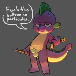 anthro balloon balloon_fetish balloon_popping balls dialogue flaccid foreskin genitals humanoid_genitalia humanoid_penis inflatable male ominous penis popped_balloon profanity short_anthro short_male simple_background small_penis solo standing stick text unretracted_foreskin young young_male badipoki friendship_is_magic hasbro my_little_pony mythology spike_(mlp) dragon mythological_creature mythological_scalie scalie 1:1 absurd_res english_text hi_res
