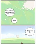 aman_(weibo) bovid caprine comic dialogue english_text feral group hard_translated mammal outside sheep speech_bubble text third-party_edit translated translation_edit walking white_body