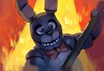 anthro bow_tie guitar holding_musical_instrument holding_object machine male musical_instrument open_mouth open_smile plucked_string_instrument purple_body purple_eyes smile solo string_instrument skylordlysander five_nights_at_freddy's scottgames bonnie_(fnaf) animatronic lagomorph leporid mammal rabbit robot 2022 digital_media_(artwork) digital_painting_(artwork)