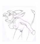 anthro border breasts ear_piercing female hooves nipples open_mouth piercing pubes solo tail tail_tuft teeth tongue transformation tuft white_border lampwick13 asinus donkey equid equine mammal absurd_res black_and_white hi_res monochrome sketch