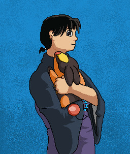 ambiguous_gender black_body black_hair blue_background bracelet clothed clothing duo feral hair holding_another humanoid_hands jewelry male male_human orange_body red_nose simple_background snout tail yellow_body sebdoggo inuyasha nintendo pokemon miroku_(inuyasha) generation_5_pokemon human mammal pokemon_(species) tepig 2012 aliasing cel_shading crossover digital_drawing_(artwork) digital_media_(artwork) half-length_portrait low_res microsoft_paint_(artwork) portrait shaded