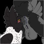 anus balls beak black_body blush duo feathered_wings feathers genitals herm intersex oral pussy sex snout_fuck telegram_sticker toony white_body wings yellow_eyes symrea mythology avian gryphon mythological_avian mythological_creature