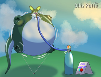 anthro floating helium helium_inflation helium_tank hose hose_inflation inflation male outside solo olliepuffs alex_(rubyxanmar) kangaroo macropod mammal marsupial absurd_res hi_res