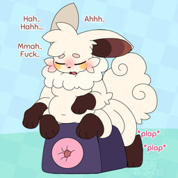belly belly_squish blush blush_lines breath breeding_mount brown_body brown_fur fur male masturbation moan multi_leg multi_limb multicolored_body multicolored_fur multifur panting profanity shortstack shortstack_male slightly_chubby solo squish swear tongue tongue_out white_body white_fur conditional_dnp tuvandalist palworld pocketpair vanilla_(tuvandalist) cremis pal_(species) taur animated animated_webp hi_res busty_boy_(lore)