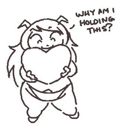 anthro asking asking_why belly biped chibi clothed clothing dog_ears female female_anthro floppy_ears front_view fur hair heart_symbol holding_heart long_hair navel panties pantsless_anthro pantsless_female partially_clothed partially_clothed_anthro partially_clothed_female solo standing text thick_thighs underwear anonymous_artist wafer_(/feed/) canid canine canis domestic_dog mammal 2025 black_and_white digital_media_(artwork) english_text full-length_portrait low_res monochrome portrait