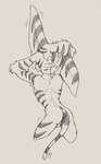 5_fingers anthro back_muscles backsack balls biped butt fingers fur genitals male male_anthro markings nude nude_anthro nude_male perineum rear_view solo standing stretching stretching_arms striped_arms striped_body striped_ears striped_fur striped_legs striped_markings striped_tail stripes tail tail_markings freshbakedfreak ratchet_and_clank sony_corporation sony_interactive_entertainment ratchet_(ratchet_and_clank) lombax mammal artist_name black_and_white digital_media_(artwork) hi_res monochrome