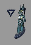 anthro augmented big_ears breasts cybernetics female hair machine nipples nude ponytail simple_background sketchy solo synthetic tail the_dark_skull android canid canine canis cyborg jackal mammal robot absurd_res digital_media_(artwork) guide_lines hi_res sketch sketch_page