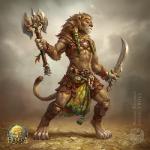 1:1 2017 4_toes 5_fingers anthro armor axe barefoot biped brown_nose claws clothed clothing detailed digitigrade dual_wielding feet felid fingers full-length_portrait fur gugu-troll hair holding_axe holding_melee_weapon holding_object holding_sword holding_weapon leather leather_armor lion male mammal melee_weapon pantherine portrait pteruges solo standing sword tail tan_body tan_fur tan_hair toes topless tribal tribal_clothing weapon