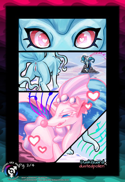 ambiguous_gender anus beach beaded_jewelry beads blue_body blue_fur blue_sclera border braided_hair clitoris cute_fangs day duo eyelashes eyes_closed fangs female feral fur genitals hair half-closed_eyes heart_eyes heart_symbol hypnosis jewelry long_hair mind_control musical_note musical_symbol narrowed_eyes nude on_rock open_mouth outside pink_tongue ringed_eyes rock sand seaside sky smile staff_(music) symbol tail teeth text tongue vulva water white_body white_eyelashes white_eyes white_fur duskguard dustedpollen nintendo pokemon alolan_form alolan_ninetales generation_7_pokemon pokemon_(species) primarina regional_form_(pokemon) comic digital_media_(artwork) english_text hi_res url watermark