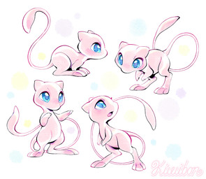 ambiguous_gender blue_eyes feral fur gesture hand_gesture long_tail looking_down looking_up multiple_poses pink_body pink_fur pointing pose simple_background solo tail kiwibon nintendo pokemon generation_1_pokemon legendary_pokemon mew_(pokemon) pokemon_(species)