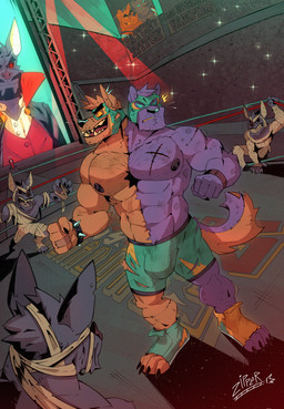 2_heads anthro arena bottomwear claws clothing conjoined crowd detailed_background duo fight fighting_ring footwear group lucha lucha_libre_mask luchador male male/male mask merging multi_head mummified mummy_wrappings muscular nipples paws scar sewn_together shoes shorts sneakers sports_mask sportswear tail teeth toony wrestler wrestling_mask zipperhyena nameless_character patch_and_stitch bat canid canine canis felid feline hybrid leaf-nosed_bat mammal microbat mummy pantherine undead vampire vampire_bat wolf yangochiropteran detailed hi_res