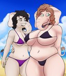 anthro beach belly big_breasts bikini breast_envy breasts clothing curvy_figure duo female female/female huge_breasts swimwear thick_thighs triangle_bikini two-piece_swimsuit under_boob wide_hips pickles-hyena mother_daughter_boob_envy_(meme) elephant elephantid mammal proboscidean daughter_(lore) mother_(lore) mother_and_child_(lore) mother_and_daughter_(lore) parent_(lore) parent_and_child_(lore) parent_and_daughter_(lore)