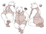 anthro belly big_butt butt clothed clothing duo fur jumpsuit male male/male overweight skimpy white_body white_fur nekokat42 one_piece bepo_(one_piece) trafalgar_law bear human mammal polar_bear ursine hi_res