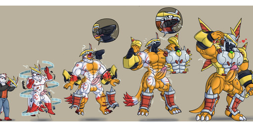 abs anthro armor balls big_muscles bodily_fluids body_size_growth clothing cock_gag cum ejaculation erection expansion flexing flexing_bicep gag gauntlets genital_expansion genital_fluids genital_growth genitals gloves growth handwear heart_symbol humanoid_genitalia humanoid_penis latex latex_clothing male mask mask_transformation melee_weapon muscle_growth muscular muscular_anthro muscular_arms muscular_male nipples oral oral_penetration pecs penetration penis penis_expansion penis_growth scale_growth scales simple_background size_transformation solo species_transformation sword tail torn_clothing transformation transformation_sequence vein veiny_muscles veiny_penis weapon regulartf bandai_namco digimon mythology canid canine digimon_(species) dragon fox mammal mythological_creature mythological_scalie scalie victorygreymon 2025 absurd_res digital_drawing_(artwork) digital_media_(artwork) hi_res sequence