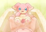 anthro bath bathing bathroom blue_eyes blush duo female first_person_view genitals human_pov looking_at_viewer male male/female male_pov nude penis pink_body yellow_body elonga nintendo pokemon audino generation_5_pokemon human mammal pokemon_(species) censored mosaic_censorship