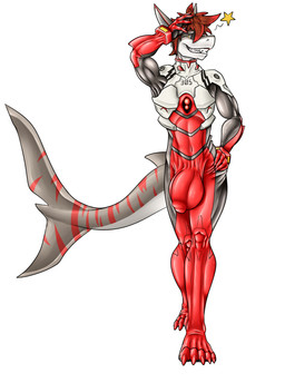 anthro balls big_balls big_bulge big_penis big_tail bodysuit bulge claws clothed clothing detailed_bulge genitals glistening glistening_body grin grinning_at_viewer hair hand_in_hair hand_on_head hand_on_hip huge_balls huge_bulge huge_penis latex latex_clothing latex_skinsuit looking_at_viewer male paws penis plugsuit presenting revealing_outfit seductive simple_background skimpy skinsuit skintight_suit smile smiling_at_viewer solo star_symbol tail teasing thick_tail tight_bulges tight_clothing touching_hair conditional_dnp samagthrav2 neon_genesis_evangelion pit_(pitdp) aquatic fish shark absurd_res hi_res