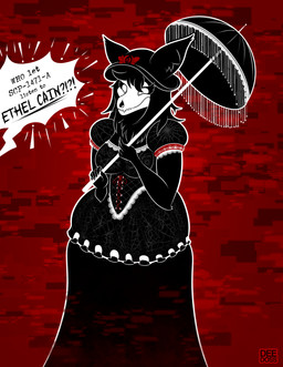 alternative_fashion anthro clothed clothing corset disembodied_voice dress female goth gothic_lolita j-fashion lace lingerie lolita_(fashion) lolita_dress looking_at_viewer parasol simple_background solo southern southern_belle speech_bubble topwear umbrella deedoss scp_foundation scp-1471-a malo skulldog_(species) absurd_res hi_res