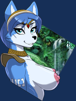 anthro areola big_breasts biped blue_body blue_eyes blue_fur blue_hair blurred_background breasts female forest fur hair head_turned leaf looking_at_viewer medium_hair nipples photo_background plant rainforest shoulder_pads side_boob side_view simple_background smile solo text transparent_background tree white_body white_fur archvile_(artist) nintendo star_fox krystal_(star_fox) canid canine fox mammal 2022 alpha_channel artist_name bust_portrait colored hi_res photography_(artwork) portrait shaded