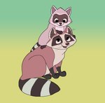 black_nose duo feral grey_body simple_background sitting hyzenthlayrose disney far_from_the_tree baby_boy_(far_from_the_tree) marie_(far_from_the_tree) mammal procyonid raccoon 2022 absurd_res hi_res