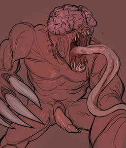 claws erection exposed_brain exposed_muscle genitals male not_furry nude open_mouth penis sharp_teeth simple_background solo tapering_penis teeth tongue tongue_out glacierclear capcom resident_evil bow_experiment_(resident_evil) flesh_creature humanoid licker_(resident_evil) mammal monster monstrous_humanoid t-virus_mutant_(resident_evil) undead zombie 2019 digital_media_(artwork) monochrome