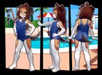 anthro biped brown_hair clothed clothing female fingers floppy_ears hair one-piece_swimsuit school_swimsuit smile solo swimming_pool swimwear tail young young_anthro young_female sicmop fifi_(someoneoverthere) canid canine canis domestic_dog mammal alpha_channel hi_res