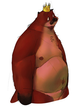 anthro belly crown headgear king male moobs nipples overweight overweight_male royalty simple_background solo rscdinner disney hoppers_(disney) pixar king_george_(hoppers) beaver mammal rodent 2026 hi_res