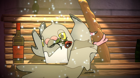 ambiguous_gender baguette beak bench bread container feet feral flower flower_in_mouth food glass glass_container looking_at_viewer plant rose_(flower) rose_in_mouth solo talons toes wine_bottle wings yellow_eyes aquinas_audax blender_cycles blender_eevee nintendo pokemon avian bird generation_5_pokemon pidove pokemon_(species) 16:9 3d_(artwork) 4k absurd_res blender_(artwork) digital_media_(artwork) hi_res widescreen