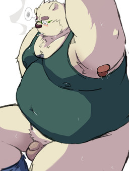 ale anthro armpit_fetish armpit_lick armpit_play balls belly blush bottomless bottomless_male clothed clothing disembodied_tongue duo flaccid foreskin fur genitals licking male moobs overweight overweight_male penis shirt small_penis tank_top tongue topwear white_body white_fur ginsingoo1 lifewonders tokyo_afterschool_summoners leib_(tas) bear mammal polar_bear ursine 3:4 hi_res