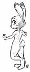 ambiguous_gender anthro barefoot big_ears butt closed_smile eyebrows eyelashes feet fluffy fluffy_tail fur long_ears looking_at_viewer looking_back mouth_closed nude paws scut_tail short_tail simple_background slim smile snout solo standing tail white_background alec8ter conditional_dnp disney zootopia jack_savage lagomorph leporid mammal rabbit hi_res monochrome signature sketch