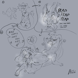 anthro bodily_fluids body_writing cum cum_covered cum_inside dialogue duo egg femboy genital_fluids genitals grey_background humiliation impregnation male male/male messy musk penetration penis plap simple_background slit_penetration slit_penis slit_play spiral spiral_eyes sweat text bell_zabella mythology nintendo pokemon pyro_(bell_zabella) scarlet_(bell_zabella) charizard dragon generation_1_pokemon mythological_creature mythological_scalie pokemon_(species) reptile scalie 1:1 absurd_res comic english_text greyscale hi_res monochrome