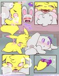 anus blush cleft_tail cunnilingus dildo duo female female/female feral genitals oral pussy semi-anthro sex sex_toy tail text transparent_dildo transparent_sex_toy vaginal young milachu92 nintendo pokemon lantha milachu generation_1_pokemon lagomorph leporid mammal pikachu pokemon_(species) rabbit 2020 comic english_text hi_res adult_(lore)