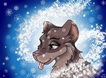 blue_background blue_eyes female feral licking simple_background snow snowflake solo sparkles tongue tongue_out y2k_(graphic_design) young_adult shirika_(artist) canid canine canis mammal wolf wolfe hi_res