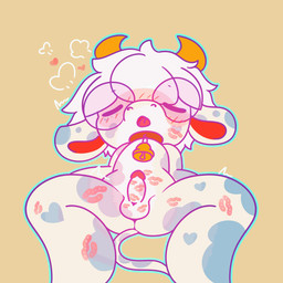 exhausted foreskin genitals humanoid_genitalia humanoid_penis kiss_mark male penis retracted_foreskin shota solo young littlecowgomoo littlemoo_(character) bovid bovine cattle mammal 1:1 animated hi_res