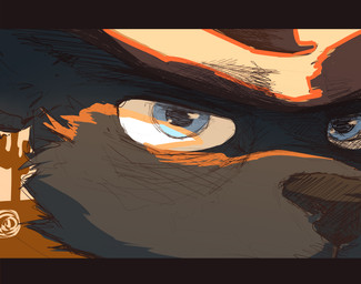 ambiguous_gender anthro black_body black_fur blue_eyes cactus close-up clothing cowboy_hat fur hat headgear headwear looking_at_viewer plant solo young young_anthro dakkawoof dakka canid canine canis mammal wolf 2026 hi_res