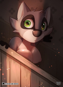 anthro areola biped black_nose breasts detailed_background embers eyelashes female fingers frown fur green_eyes grey_body grey_fur humanoid_hands mouth_closed nipples nude nude_anthro nude_female page_number pupils solo text argosornstein ann_coon_(hgoldenbell) mammal procyonid raccoon absurd_res comic hi_res url