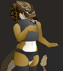 anthro brown_body brown_fur brown_scales bulge claws clothed clothing fangs femboy fur fur_and_scales hair male rattle_(anatomy) scales simple_background smile solo tan_body tan_fur tan_scales teeth tongue tongue_out ventral_scales fish-ears fallout microsoft adanyi_(adanyi) fan_character canid canine canis coyote hybrid mammal night_stalker_(fallout) pit_viper rattlesnake reptile scalie snake viper absurd_res digital_media_(artwork) hi_res