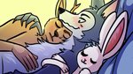 anthro anthro_on_anthro bisexual blush cuddling eyes_closed female group hug humanoid_hands lying male male/female male/male nude on_back polyamory romantic romantic_polycule sleeping trashcamell beastars haru_(beastars) legoshi_(beastars) louis_(beastars) canid canine canis cervine deer domestic_rabbit dwarf_rabbit lagomorph leporid mammal oryctolagus rabbit red_deer wolf 16:9 hi_res widescreen