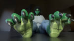 4_toes anthro big_breasts black_claws black_hair blue_bottomwear blue_clothing blue_pants bottomwear breasts claws clothing countershade_feet countershading eyewear feet feet_on_furniture feet_up female foot_focus foot_on_table furniture glasses green_body green_scales hair low-angle_view non-mammal_breasts pants resting_legs scales shirt solo spread_toes supported_legs table toe_wiggle toes topwear white_clothing white_shirt white_topwear twoscale ardenliste juliet_a lizard reptile scalie 16:9 2018 3d_(artwork) 3d_animation animated digital_media_(artwork) no_sound short_playtime webm widescreen