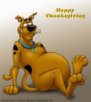 2003 belly big_belly bone bone_in_mouth brown_body brown_fur canid canine canis clenched_teeth collar collar_only copyright_symbol domestic_dog feral fur great_dane half-closed_eyes hanna-barbera holidays leaning leaning_backward male mammal mastiff molosser mostly_nude narrowed_eyes nude overweight overweight_feral overweight_male scooby-doo scooby-doo_(series) sitting slightly_chubby slightly_chubby_feral slightly_chubby_male solo symbol teaselbone teeth text thanksgiving