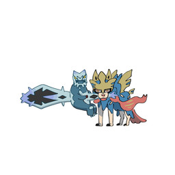 ambiguous_gender blue_body carrying_another duo feral fur grey_body looking_at_viewer melee_weapon red_body red_fur simple_background sword tan_body tan_fur weapon white_background bagutyu nintendo pokemon pokemon_legends_z-a canid canine canis crowned_sword_zacian domestic_dog generation_8_pokemon generation_9_pokemon legendary_pokemon mammal mega_baxcalibur mega_evolution pokemon_(species) scalie zacian 1:1 hi_res
