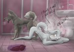 age_difference all_fours anal anthro anthro_on_feral anthro_penetrated ass_to_ass bathroom_sex bestiality bodily_fluids brown_body brown_eyes brown_fur clothing cum cum_drip dripping duo ears_back ears_up embarrassed excited feral feral_penetrating feral_penetrating_anthro footwear fur genital_fluids genitals hat headgear headwear humanoid_genitalia humanoid_penis internal internal_anal knotting looking_back male male/male male_penetrated male_penetrating nude nude_anthro penetration penis pivoted_ears prostate sex shoes sneakers tears_of_pain text tongue tongue_out young wolfyalex96 canid canine canis domestic_dog german_shepherd herding_dog mammal pastoral_dog wolf