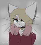 anthro anthrofied blouse choker clothing eyeshadow female fog highlights_(coloring) jewelry looking_at_viewer makeup necklace smile smirk solo topwear whiskers cumcadaver konami silent_hill maria_(silent_hill) domestic_cat felid feline felis mammal absurd_res hi_res