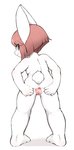 anthro anus brown_hair butt female fur genitals green_eyes hair loli looking_back nude pussy rear_view short_hair solo spread_butt spreading standing white_body white_fur young young_anthro young_female 3yo4yo5yo lagomorph leporid mammal rabbit censored hi_res